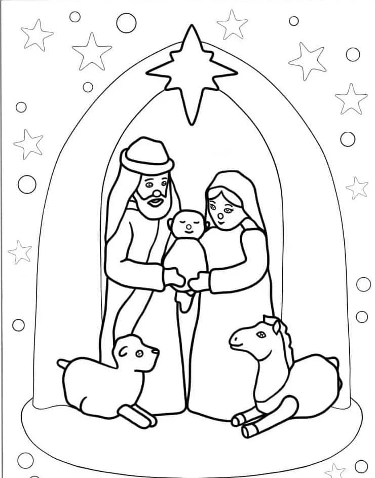 Zeichne Weihnachtskrippe druckbare