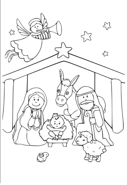 Zeichne Weihnachtskrippe druckbare basisch