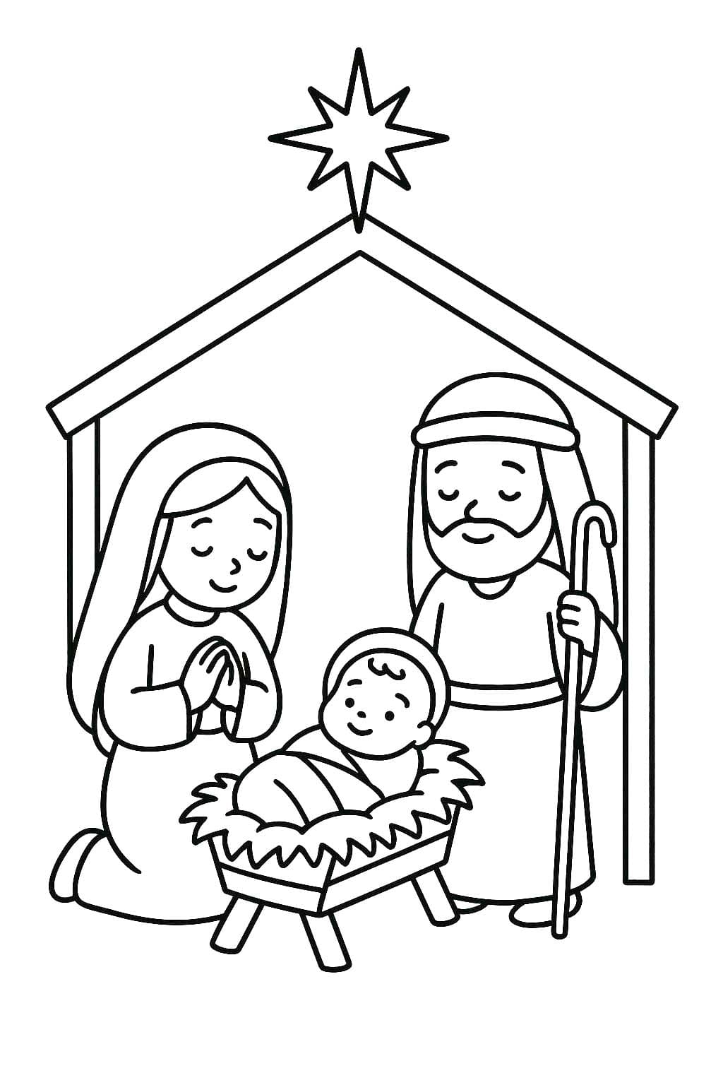 Zeichne Weihnachtskrippe druckbare einfach