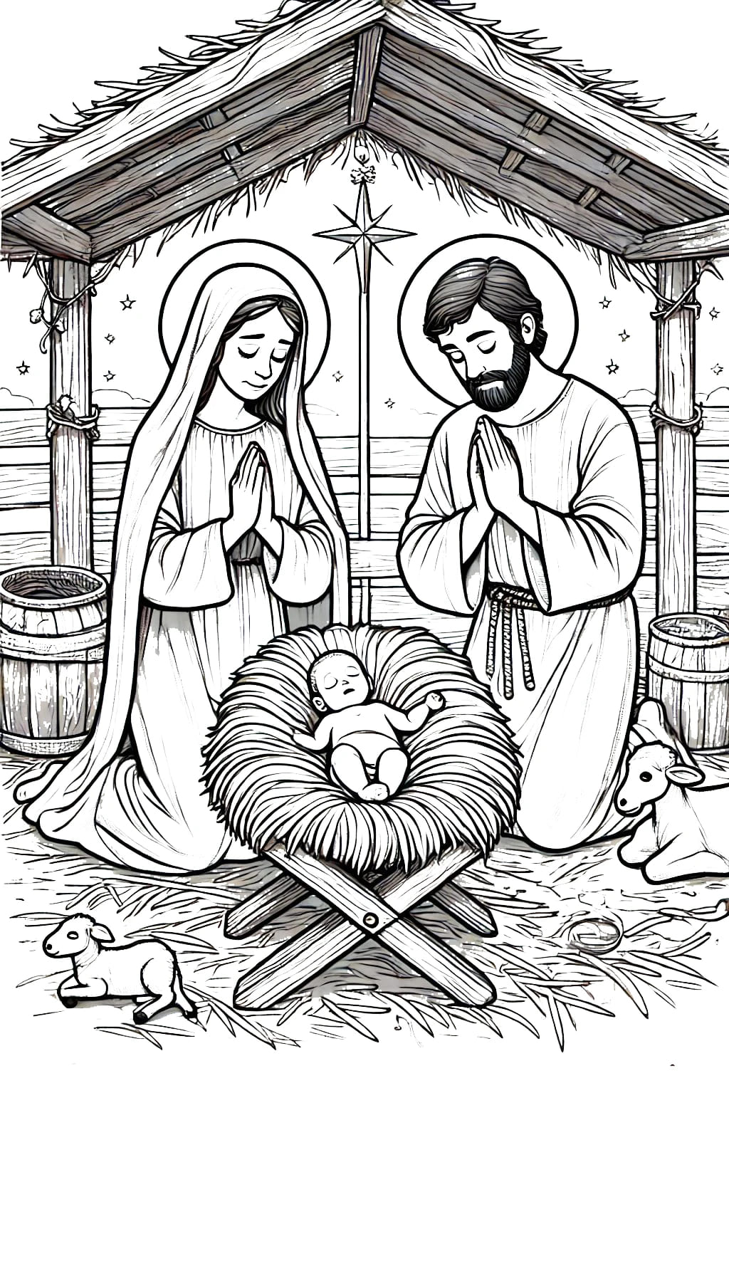 Zeichne Weihnachtskrippe einfach