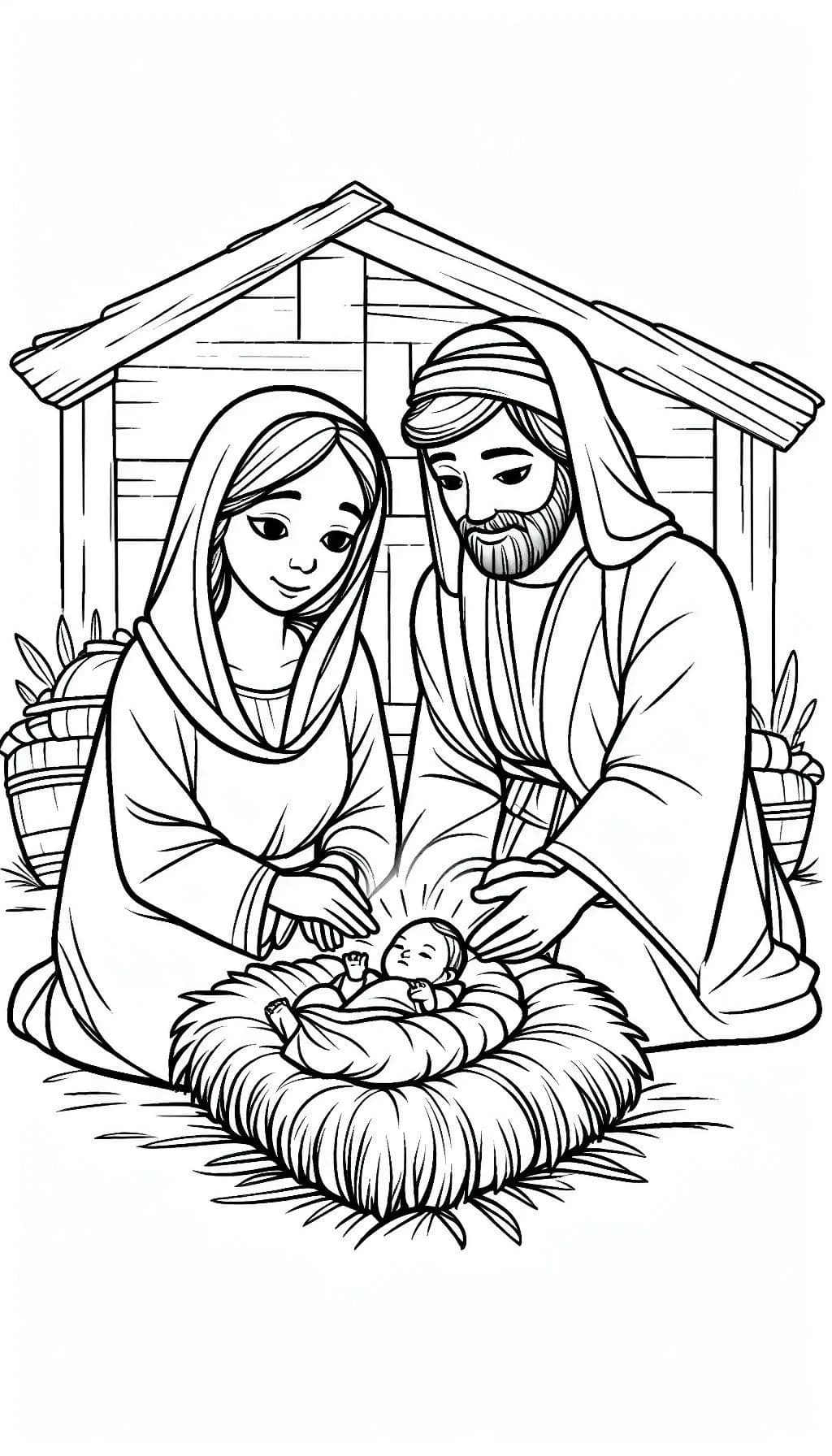 Zeichne Weihnachtskrippe kostenlos basisch