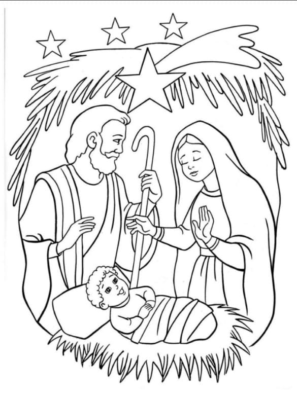 Zeichne Weihnachtskrippe kostenlos druckbare