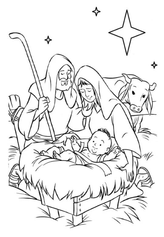 Zeichne Weihnachtskrippe kostenlos druckbare basisch