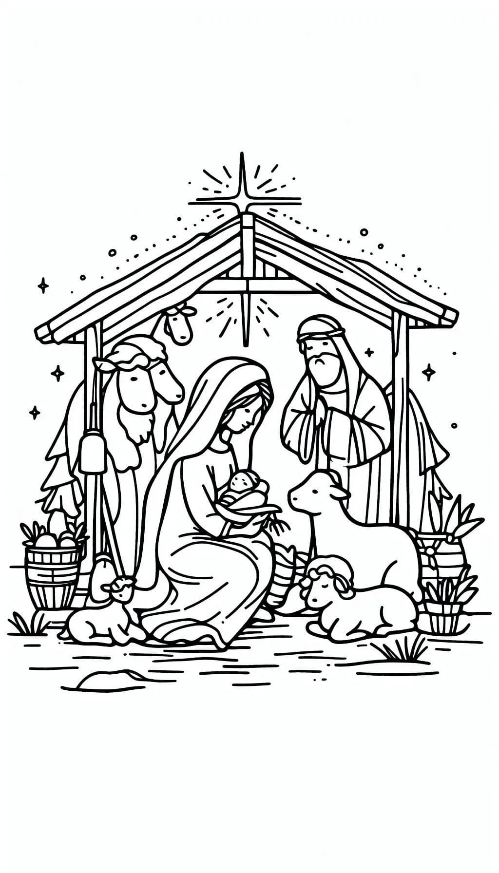 Zeichne Weihnachtskrippe kostenlos druckbare schlicht