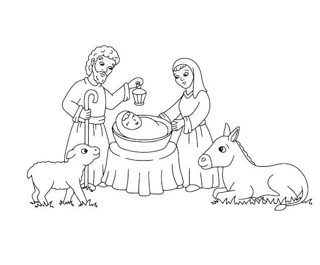 Zeichne Weihnachtskrippe kostenlos einfach