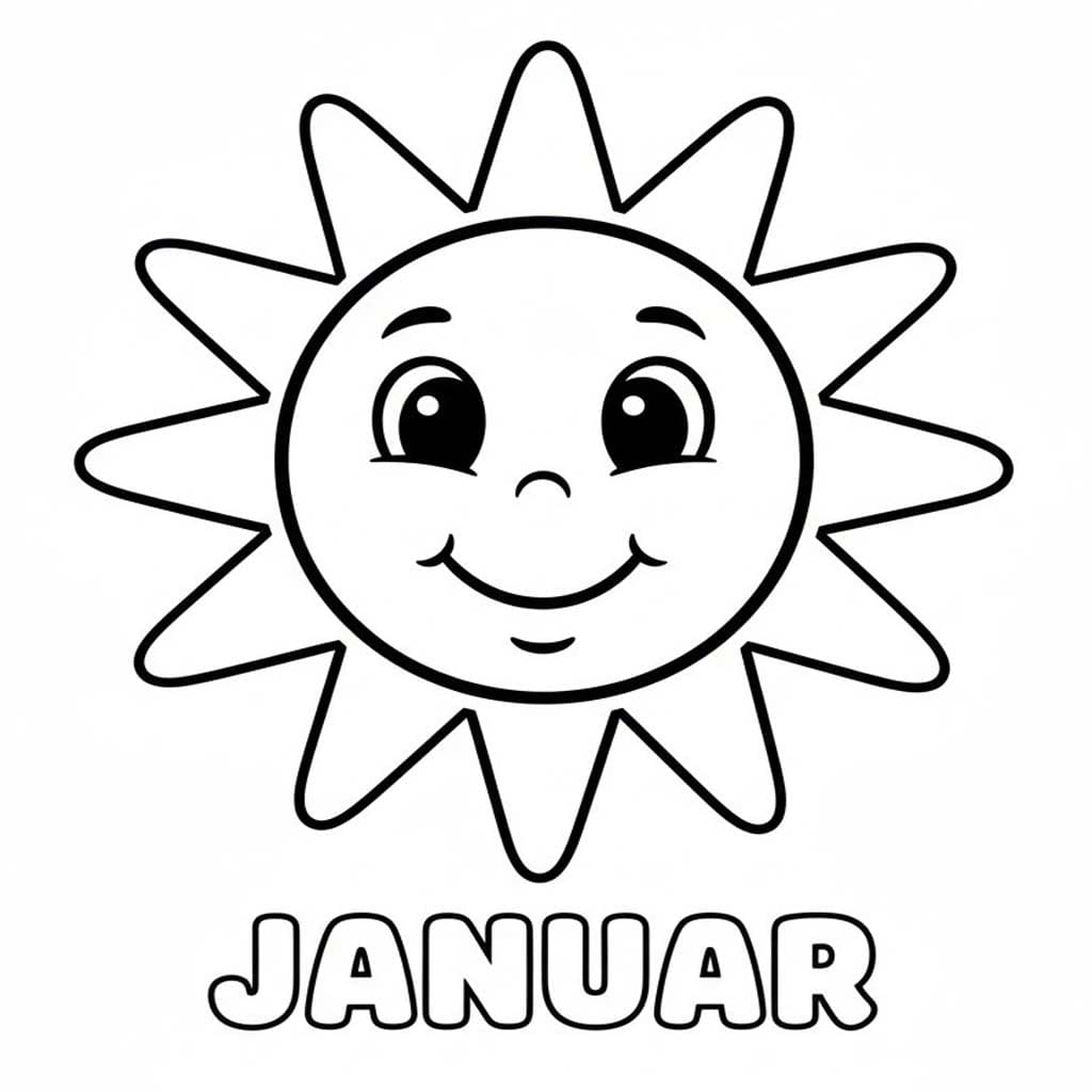 Zeichnung Januar für Kinder