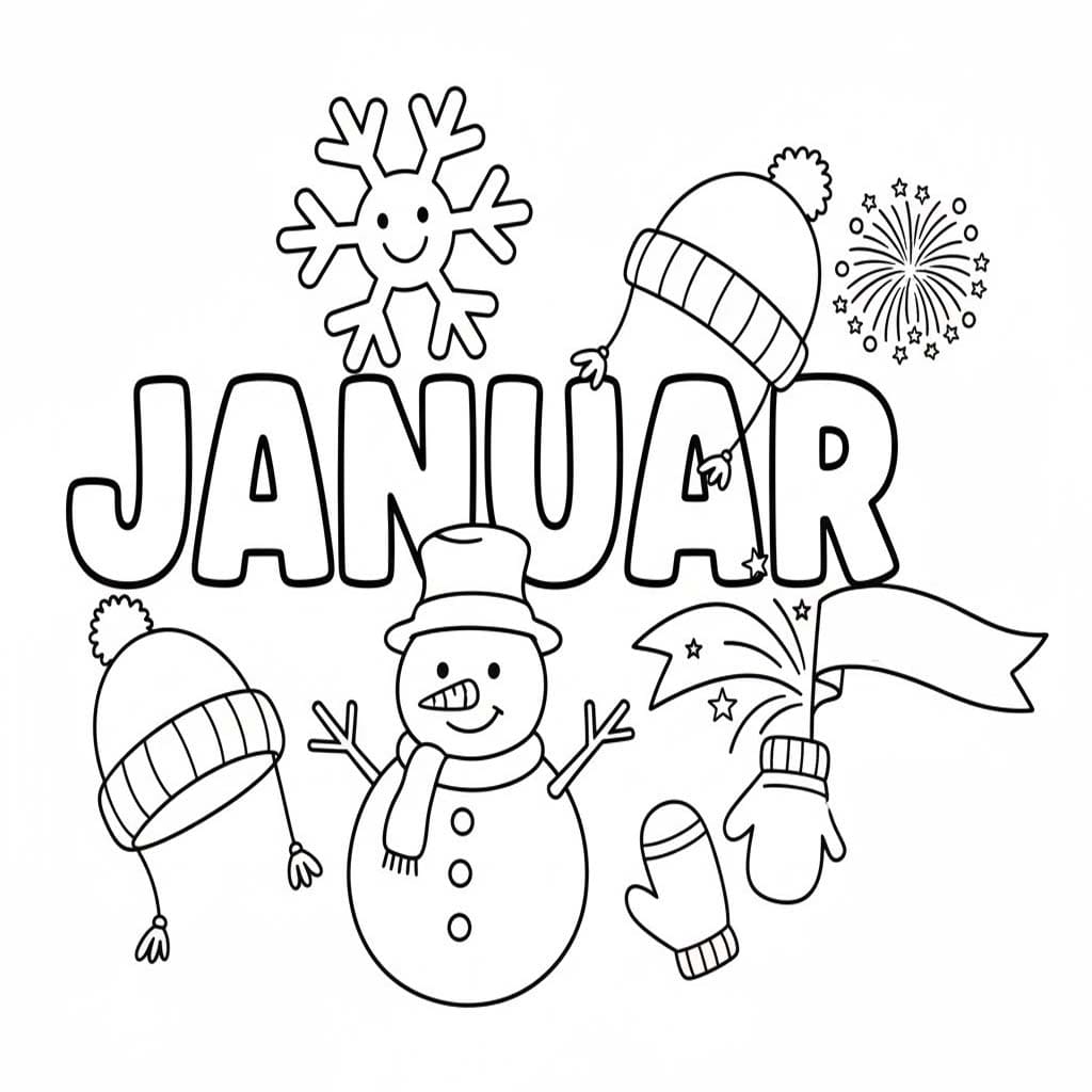 Zeichnung Januar kostenlos für Kinder