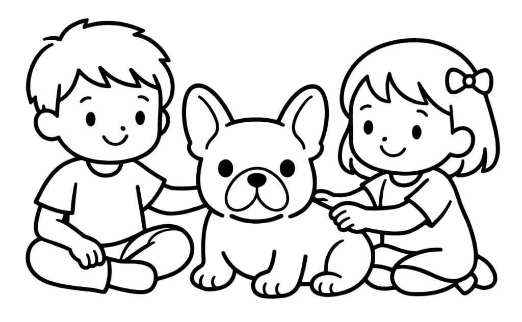 Zeichne Französische Bulldogge kostenlos