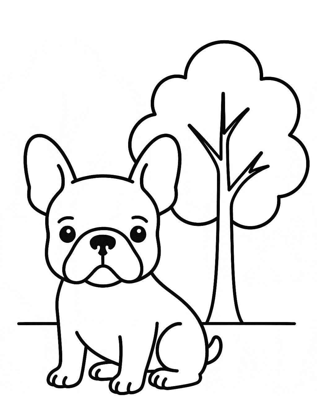 Zeichne Französische Bulldogge kostenlos druckbare basisch