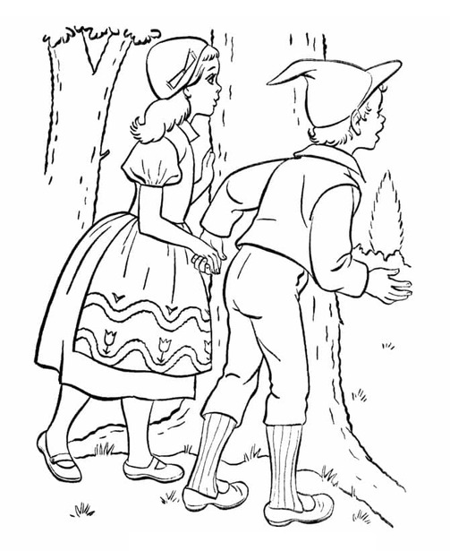 Zeichne Hänsel und Gretel basisch