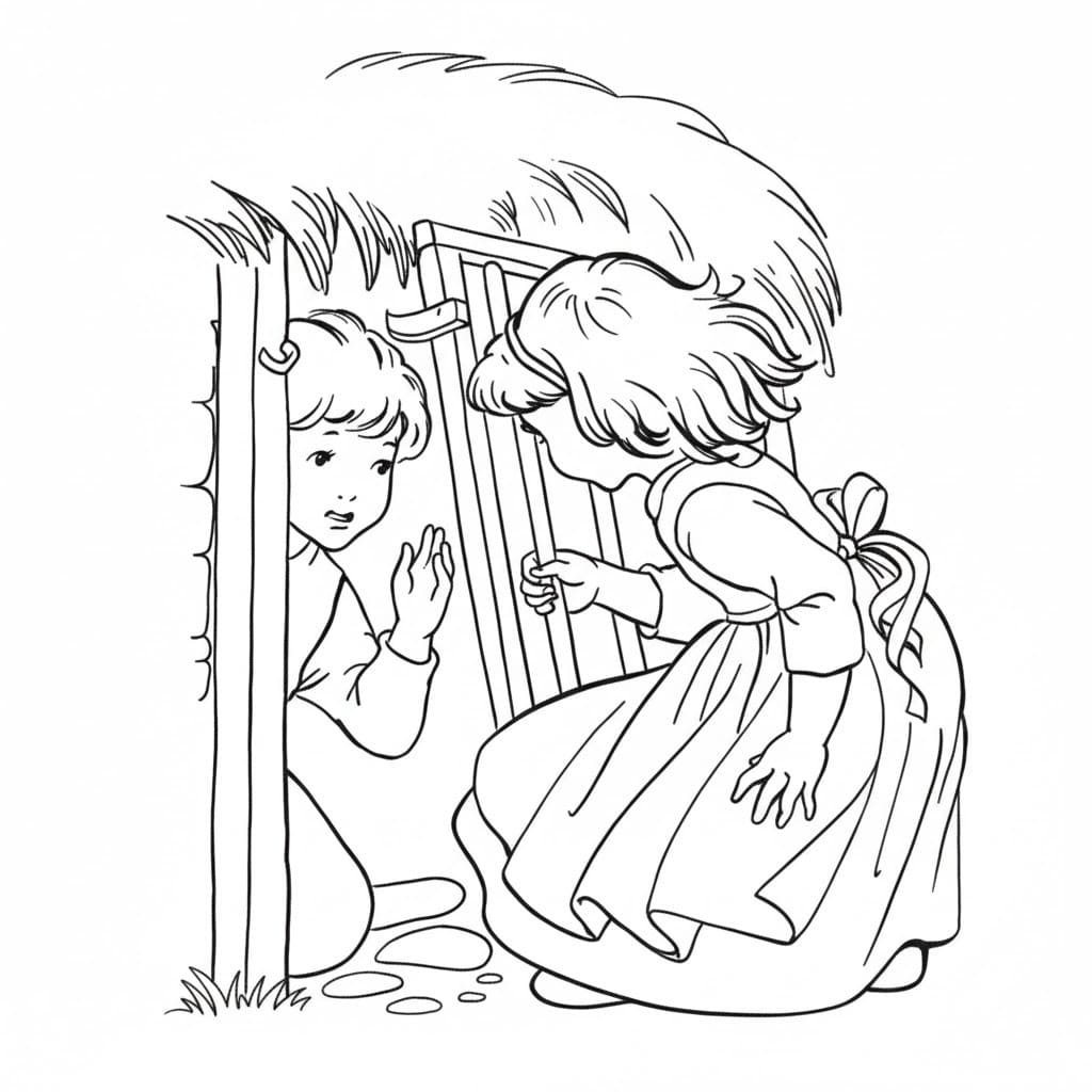 Zeichne Hänsel und Gretel kostenlos druckbare