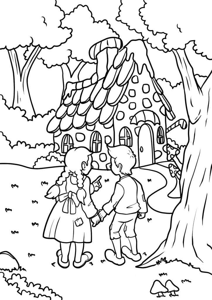 Zeichne Hänsel und Gretel kostenlos druckbare basisch