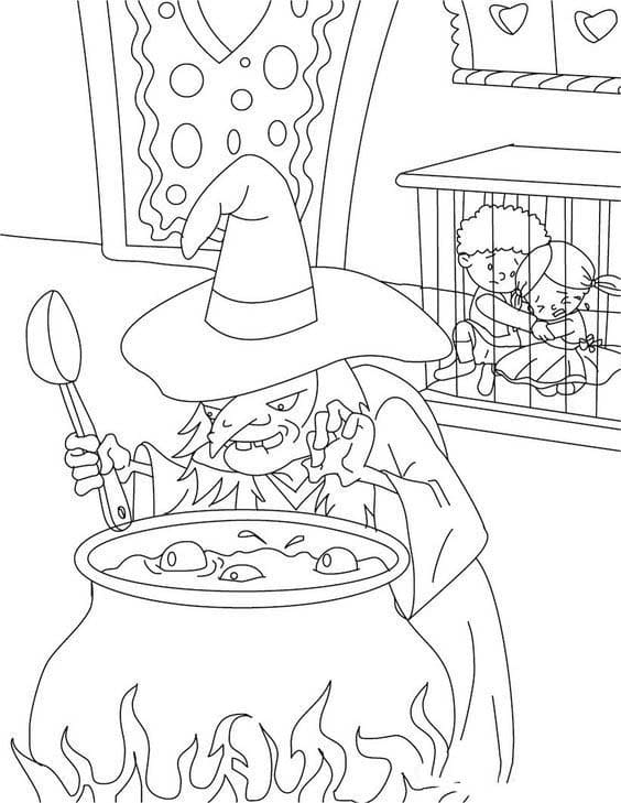 Zeichne Hänsel und Gretel kostenlos druckbare einfach