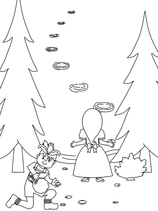 Zeichne Hänsel und Gretel zum Ausdrucken