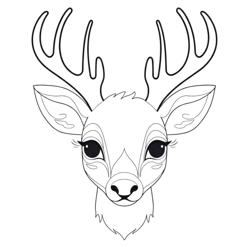 Zeichne Hirschkopf druckbare für Kinder