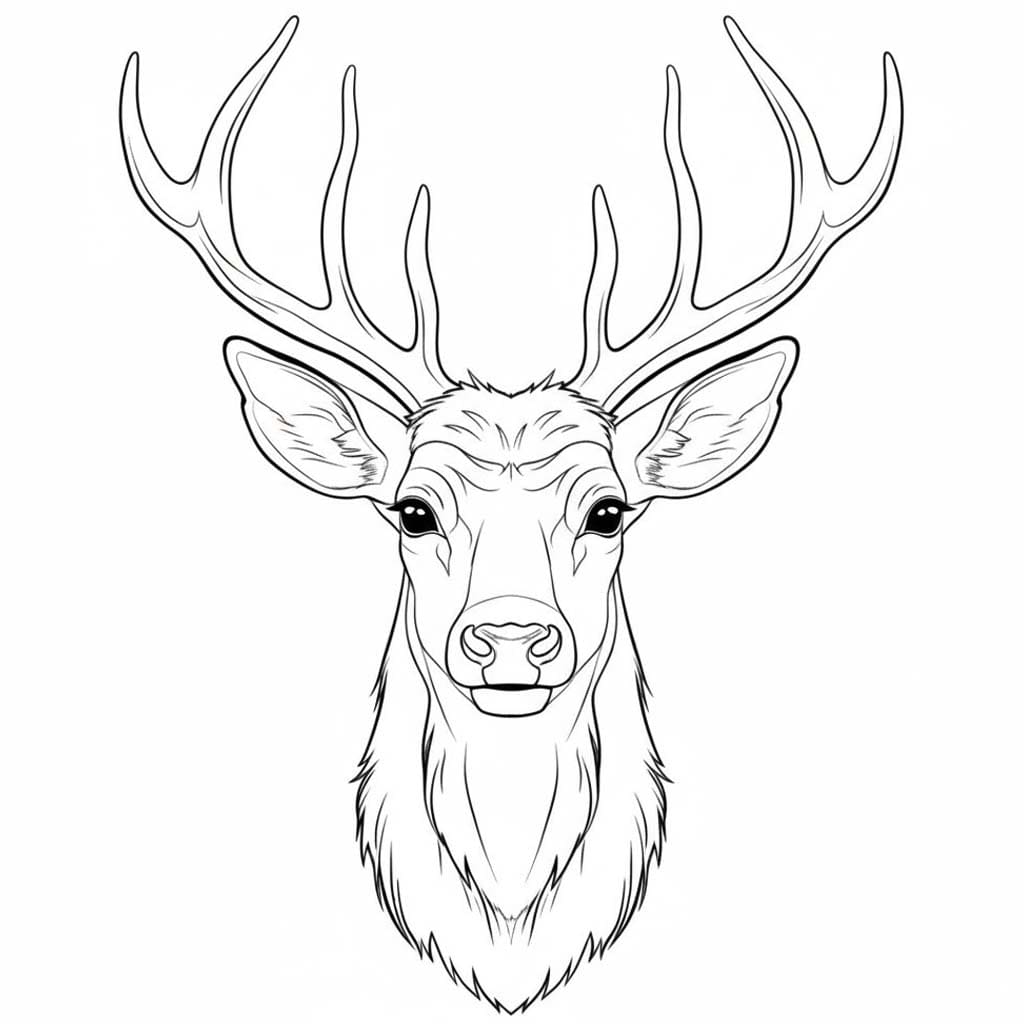 Zeichne Hirschkopf kostenlos druckbare basisch