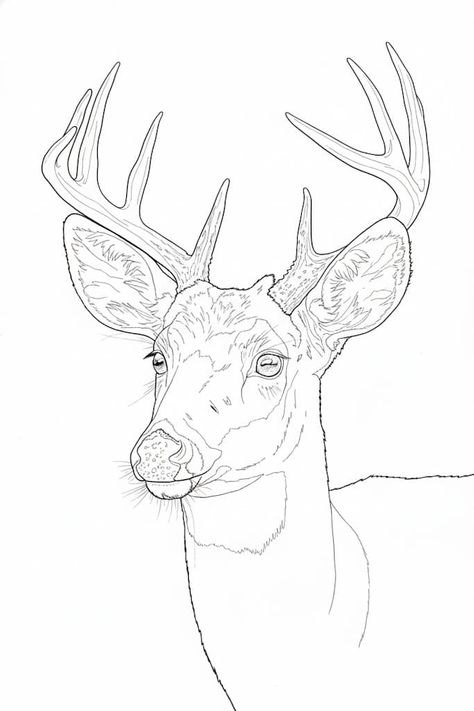 Zeichne Hirschkopf kostenlos für Kinder