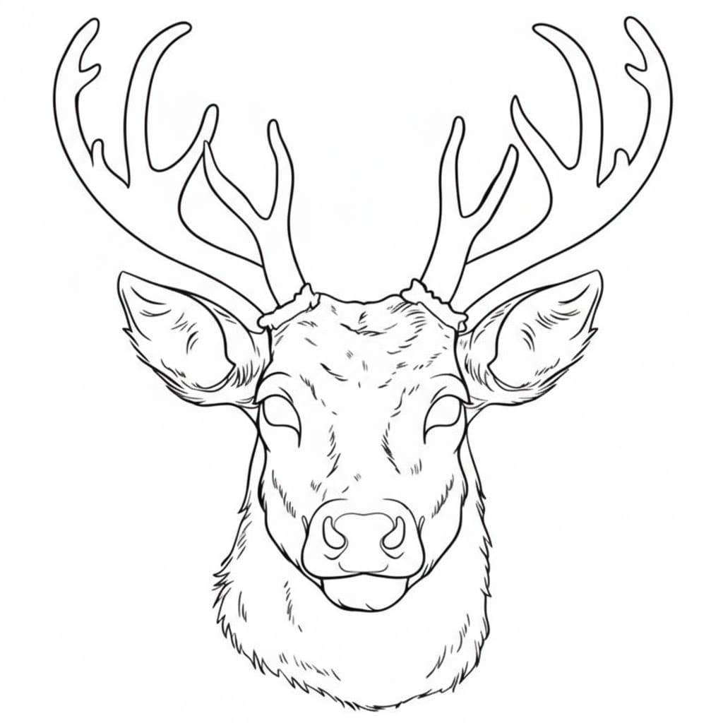 Zeichne Hirschkopf zum Ausdrucken für Kinder