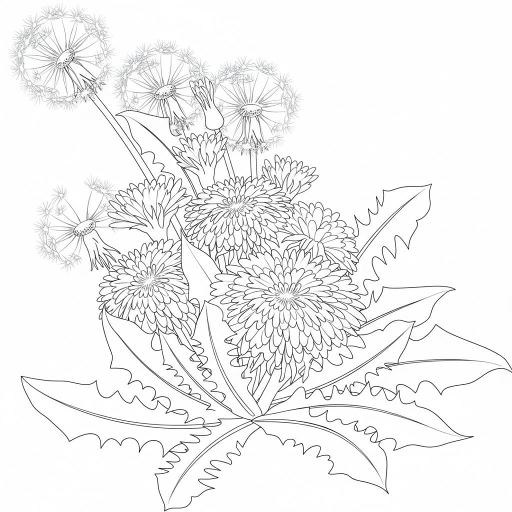 Zeichne Pusteblume druckbare basisch