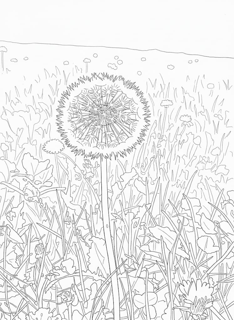 Zeichne Pusteblume für Kinder