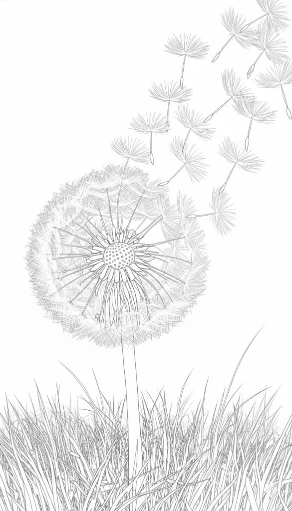 Zeichne Pusteblume schlicht