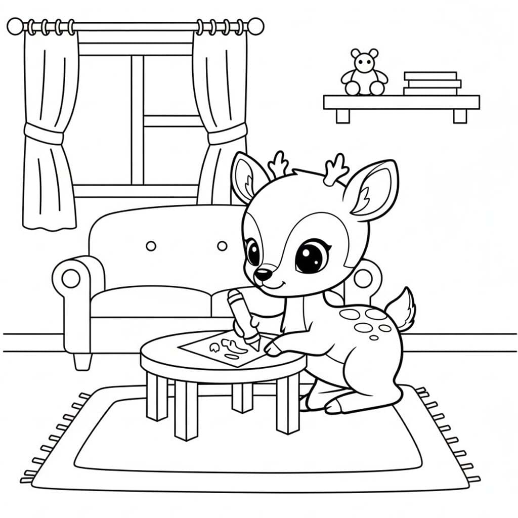 Zeichne Rehkitz kostenlos für Kinder