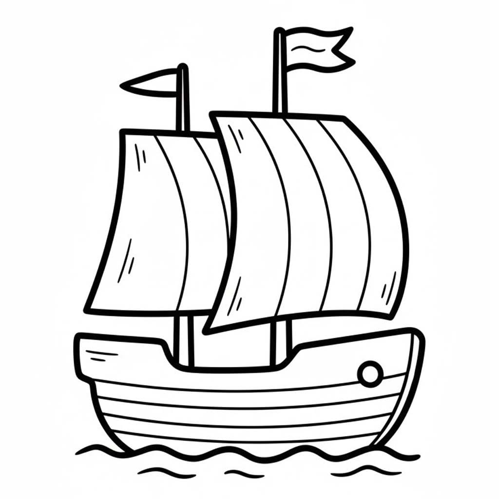 Zeichne Segelschiff druckbare