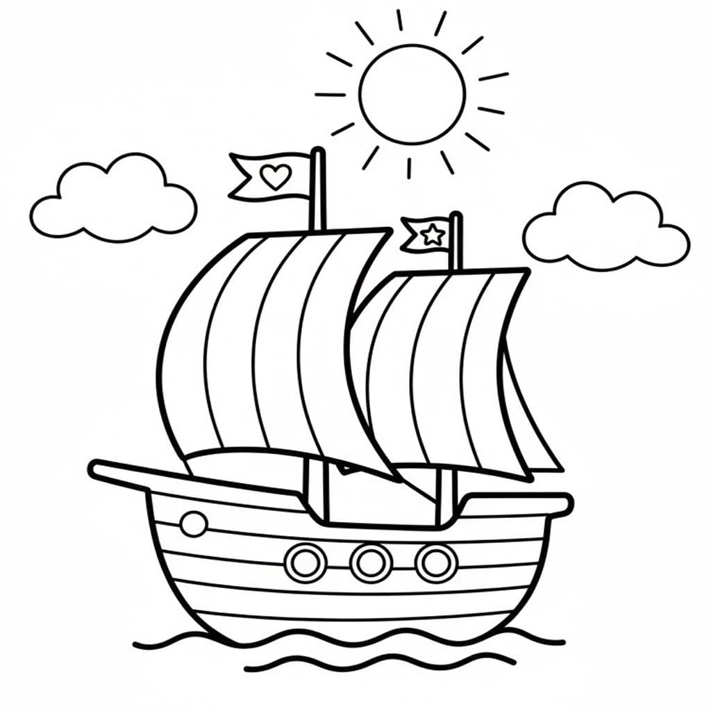 Zeichne Segelschiff einfach