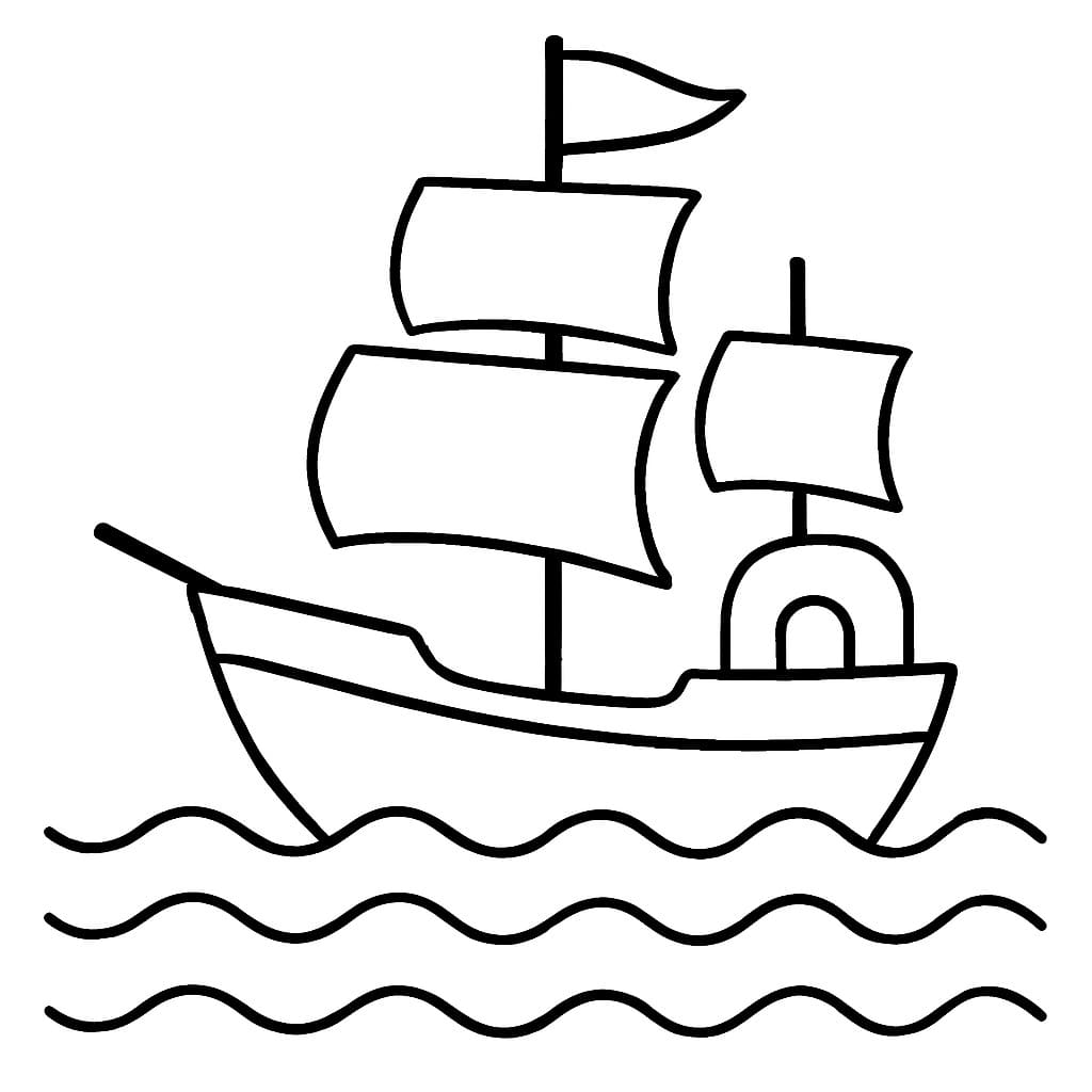 Zeichne Segelschiff für Kinder