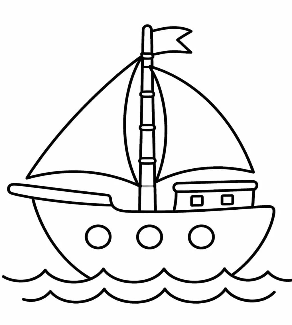 Zeichne Segelschiff kostenlos druckbare basisch