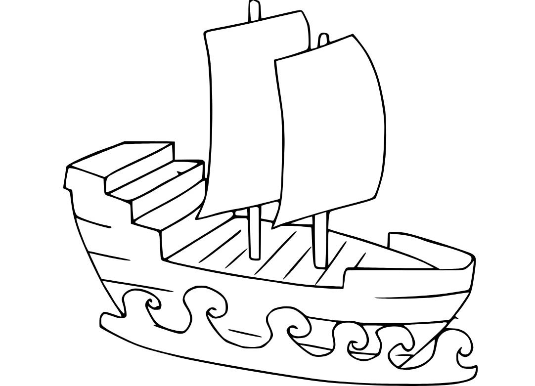 Zeichne Segelschiff kostenlos druckbare einfach