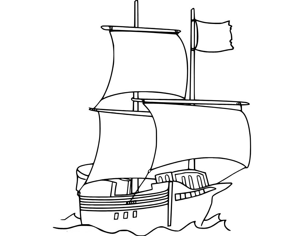 Zeichne Segelschiff kostenlos druckbare schlicht