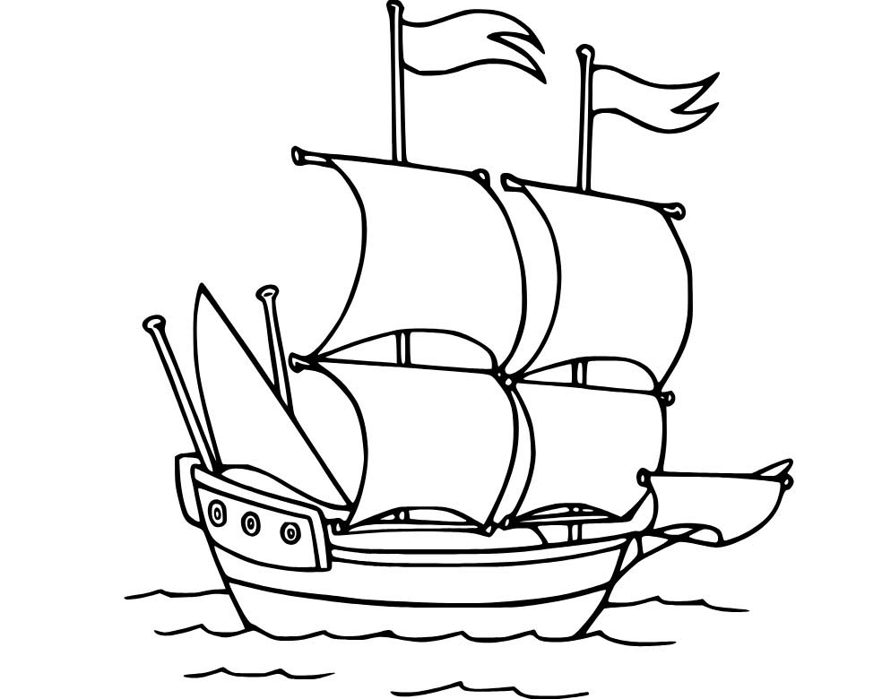 Zeichne Segelschiff kostenlos schlicht