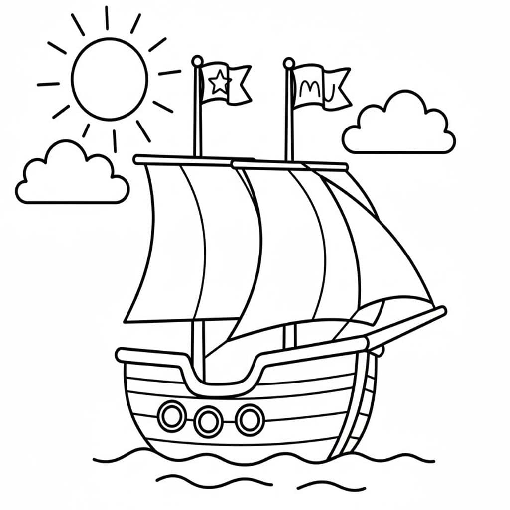 Zeichne Segelschiff schlicht