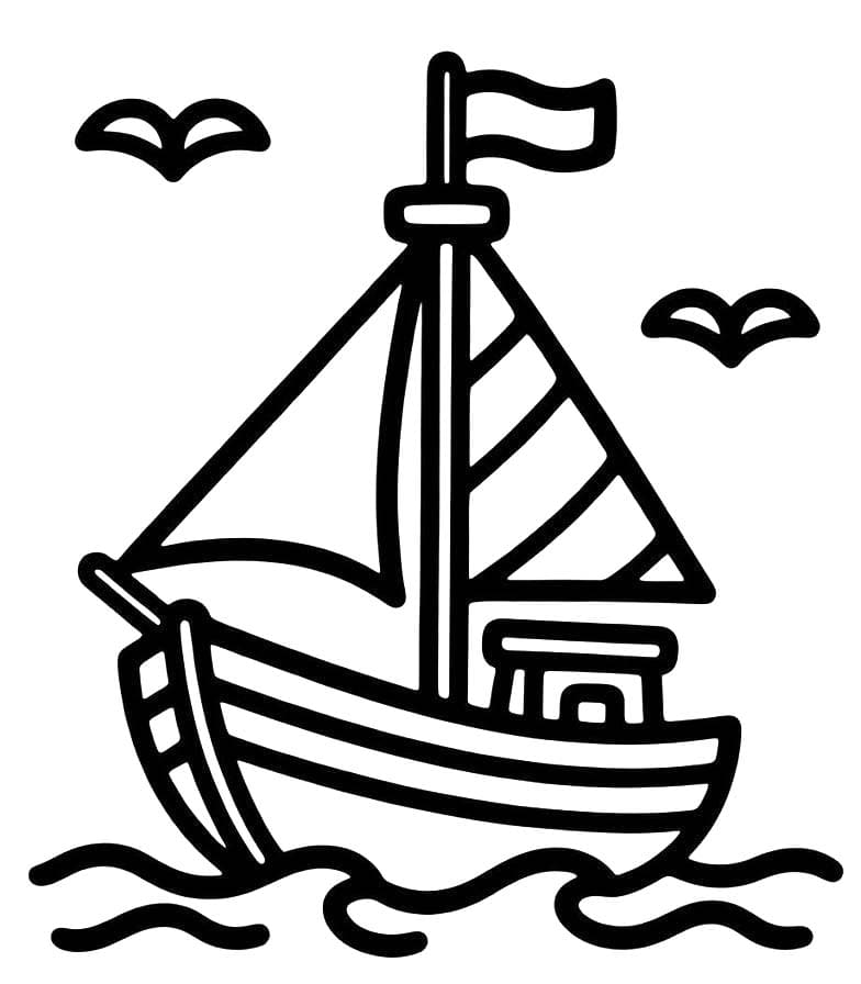 Zeichne Segelschiff zum Ausdrucken für Kinder