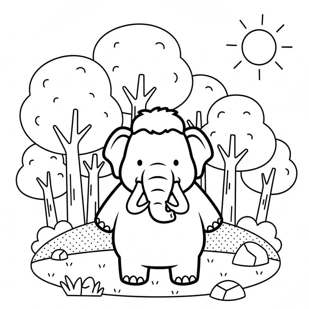 Zeichne Mammut druckbare für Kinder