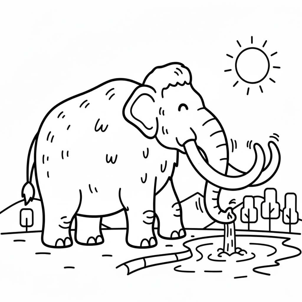 Zeichne Mammut kostenlos für Kinder