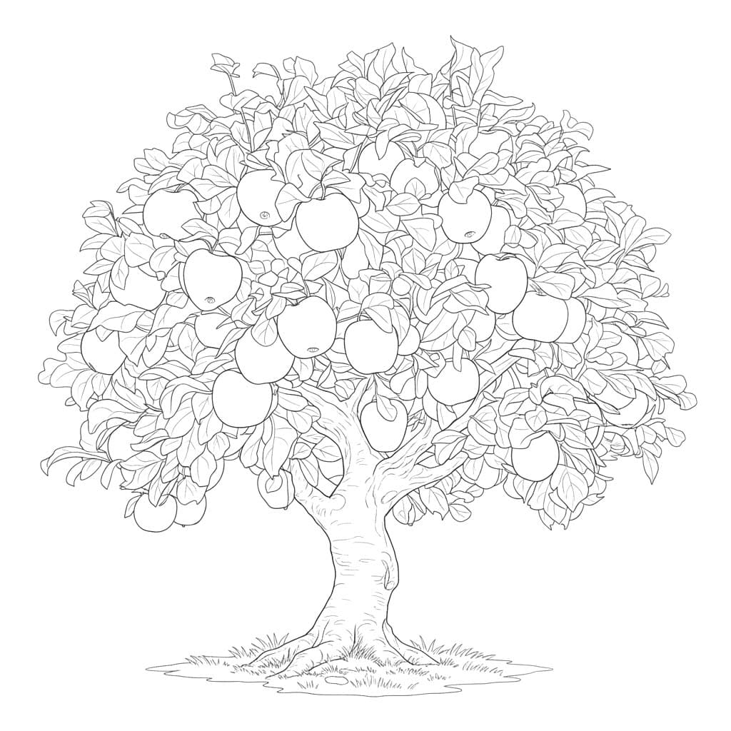 Zeichne Apfelbaum basisch