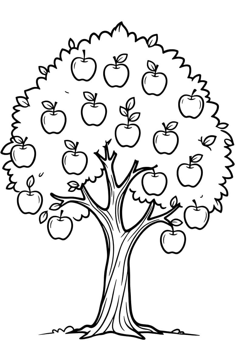 Zeichne Apfelbaum druckbare für Kinder