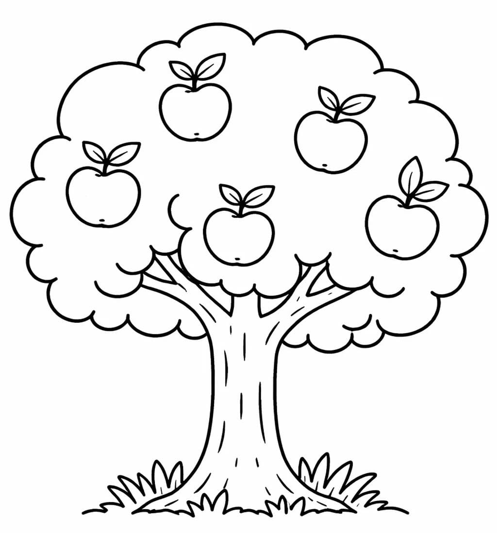 Zeichne Apfelbaum kostenlos