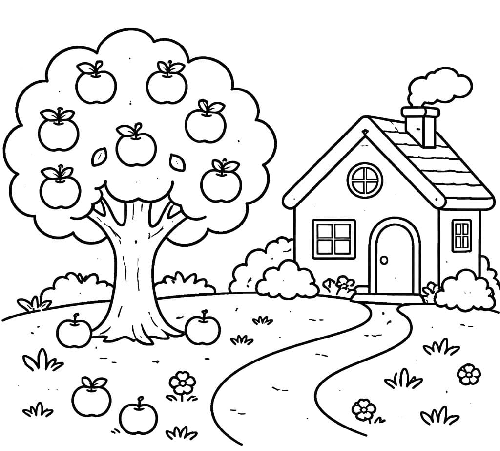 Zeichne Apfelbaum kostenlos druckbare