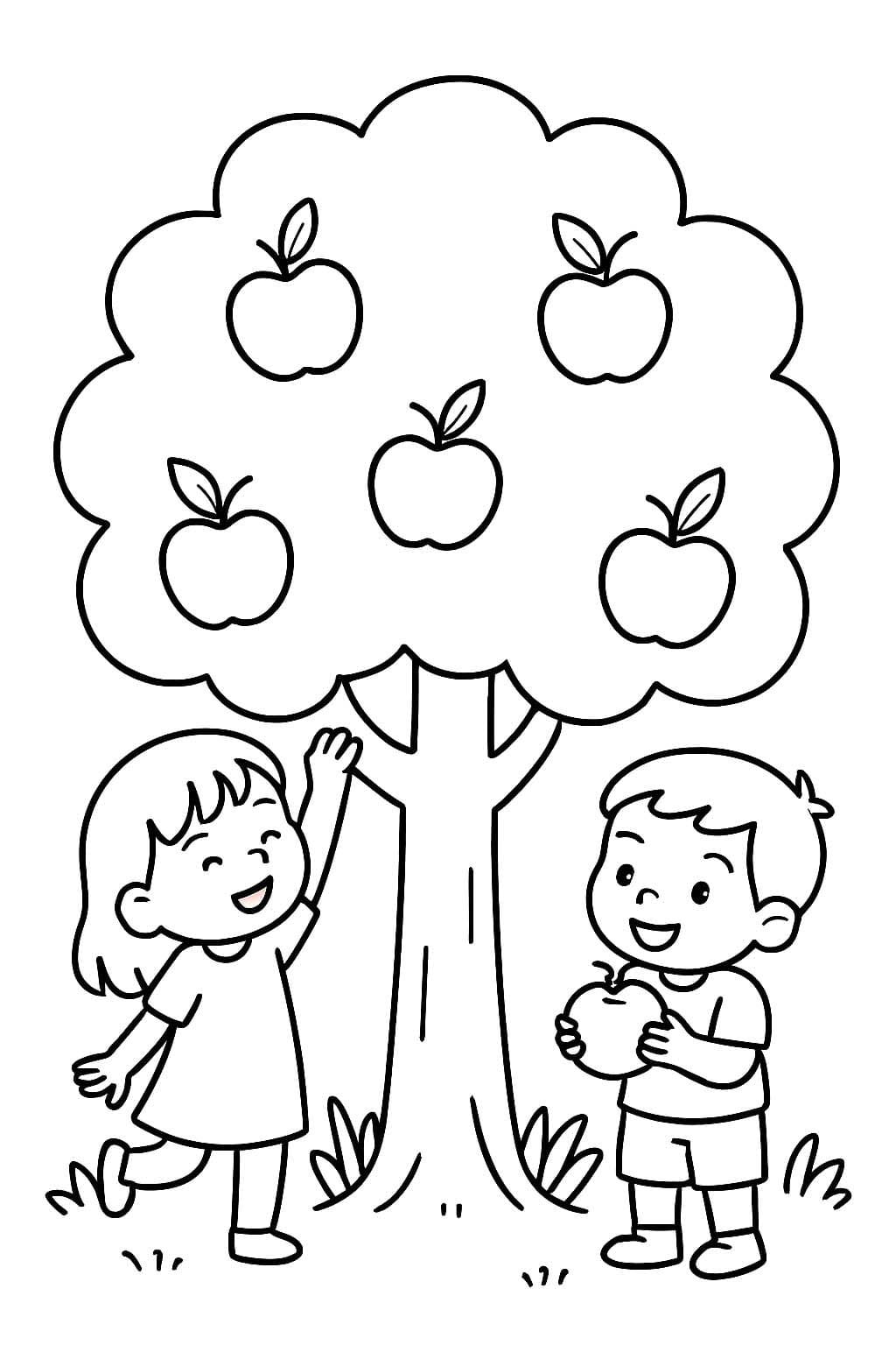 Zeichne Apfelbaum kostenlos druckbare basisch