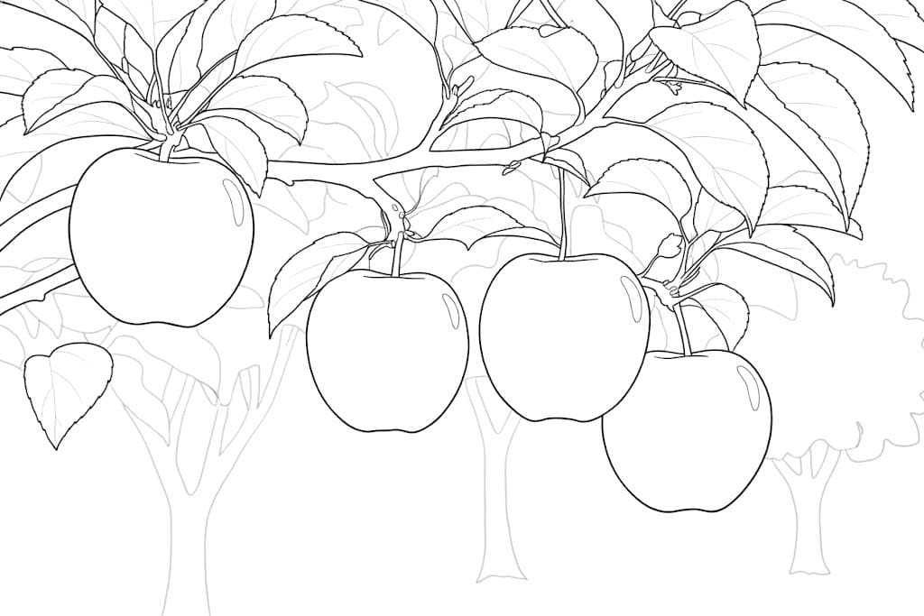 Zeichne Apfelbaum kostenlos druckbare einfach
