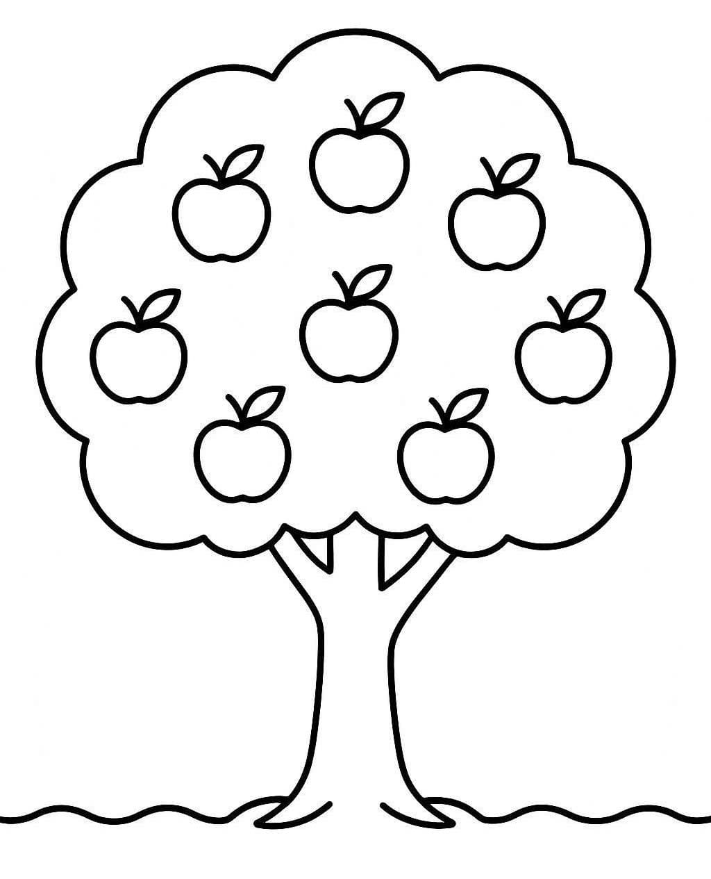 Zeichne Apfelbaum kostenlos einfach