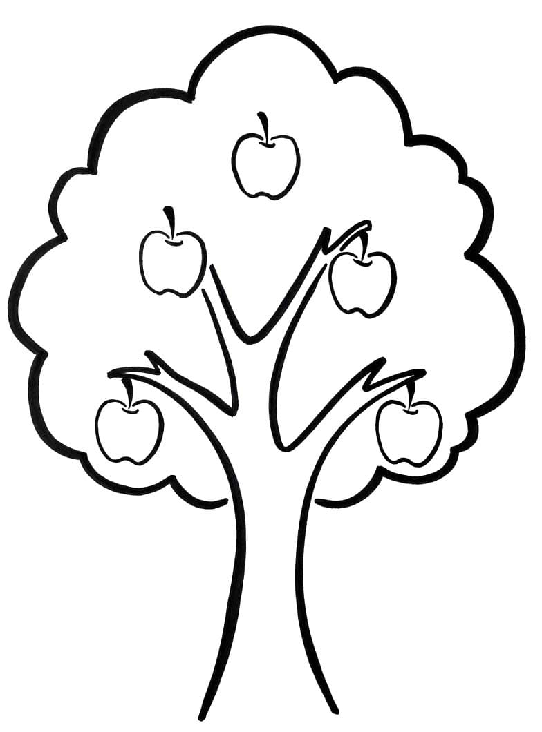 Zeichne Apfelbaum schlicht