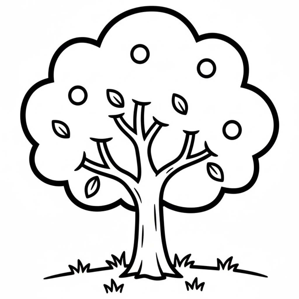 Zeichne Apfelbaum zum Ausdrucken für Kinder