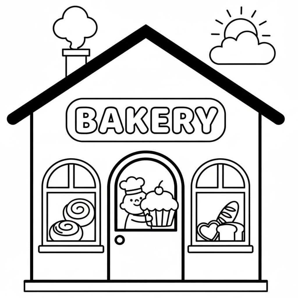 Zeichne Bäckerei druckbare