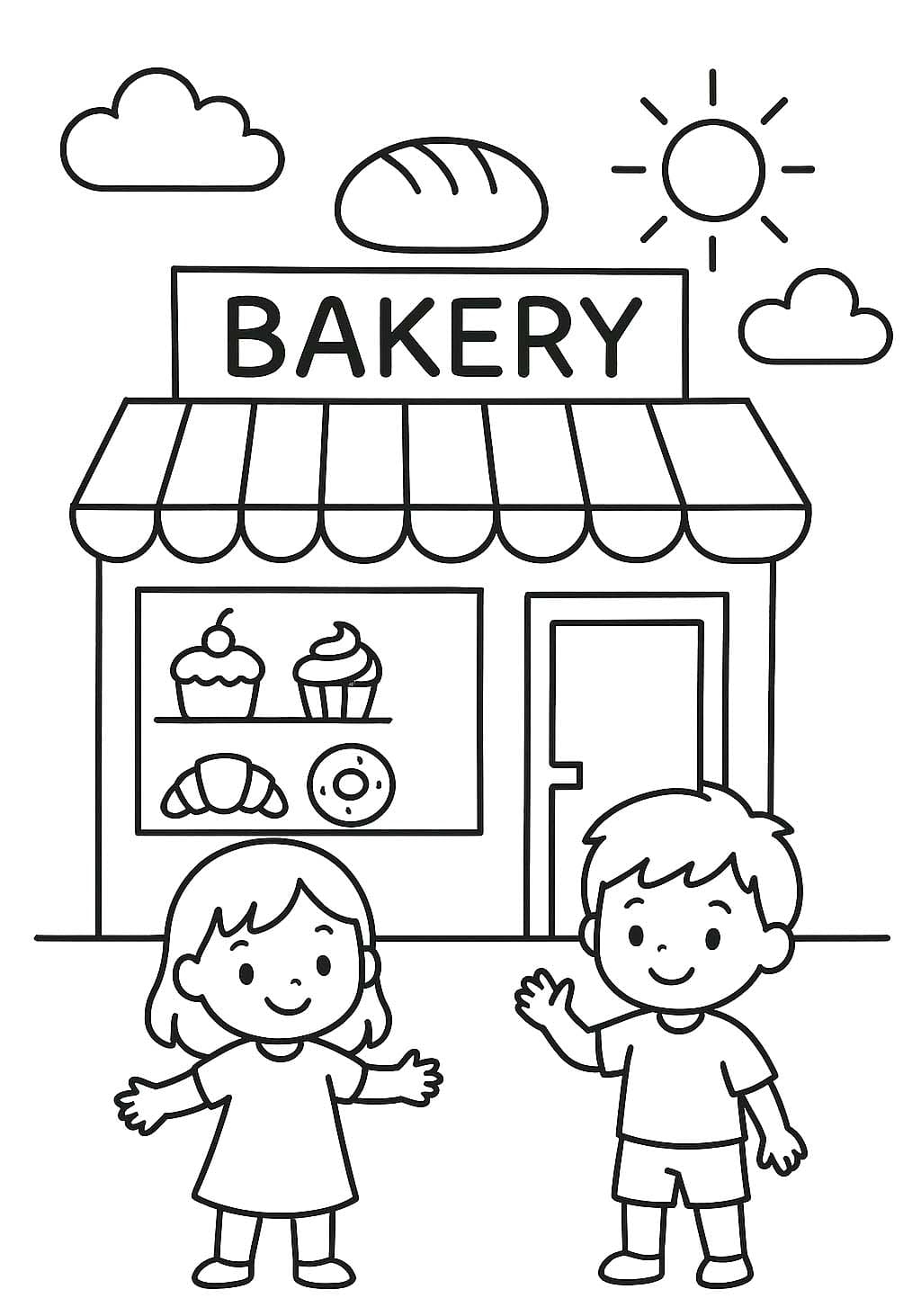 Zeichne Bäckerei druckbare einfach