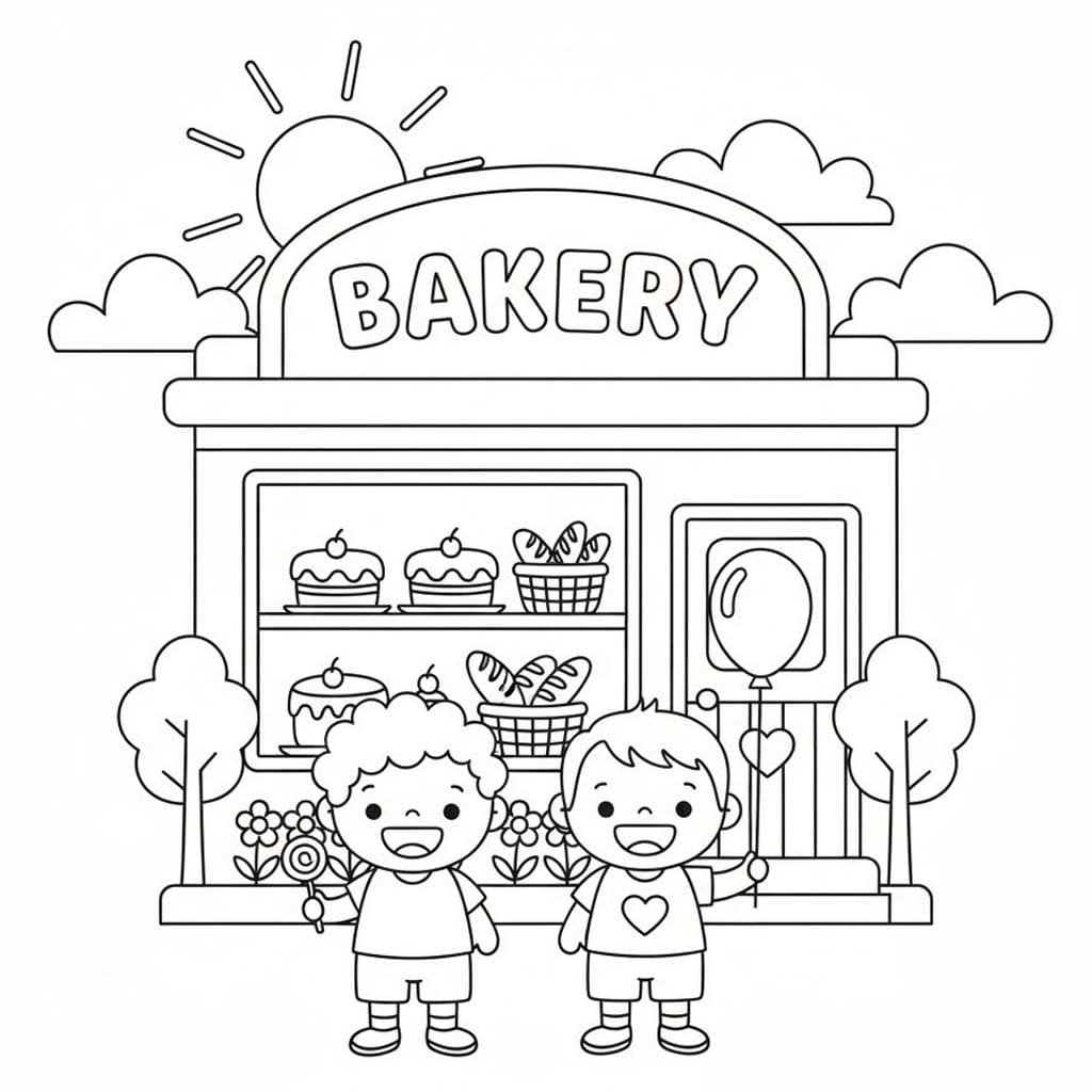 Zeichne Bäckerei druckbare für Kinder