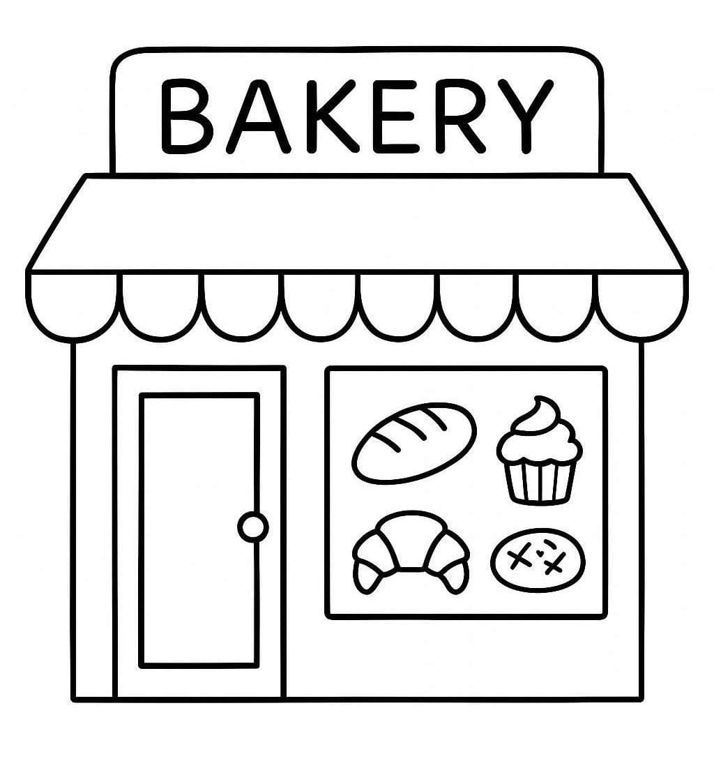 Zeichne Bäckerei druckbare schlicht